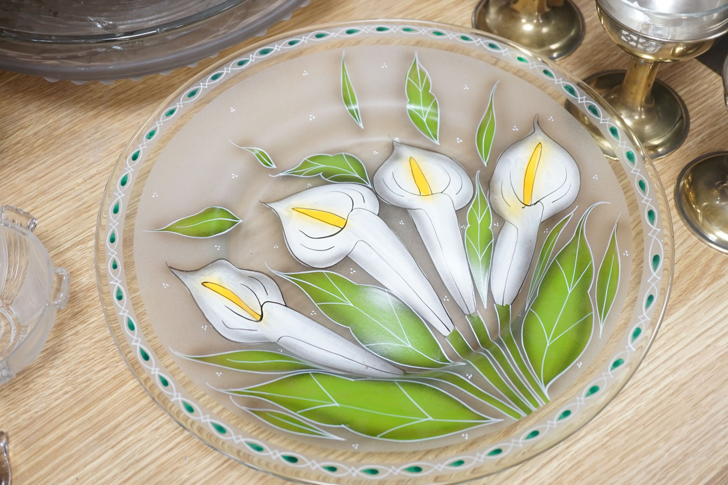 A group of clear glass including silver overlaid Sileda vase, Waterford, Swarovski, French Art Deco glass, Villeroy & Boch, Rosenthal etc.